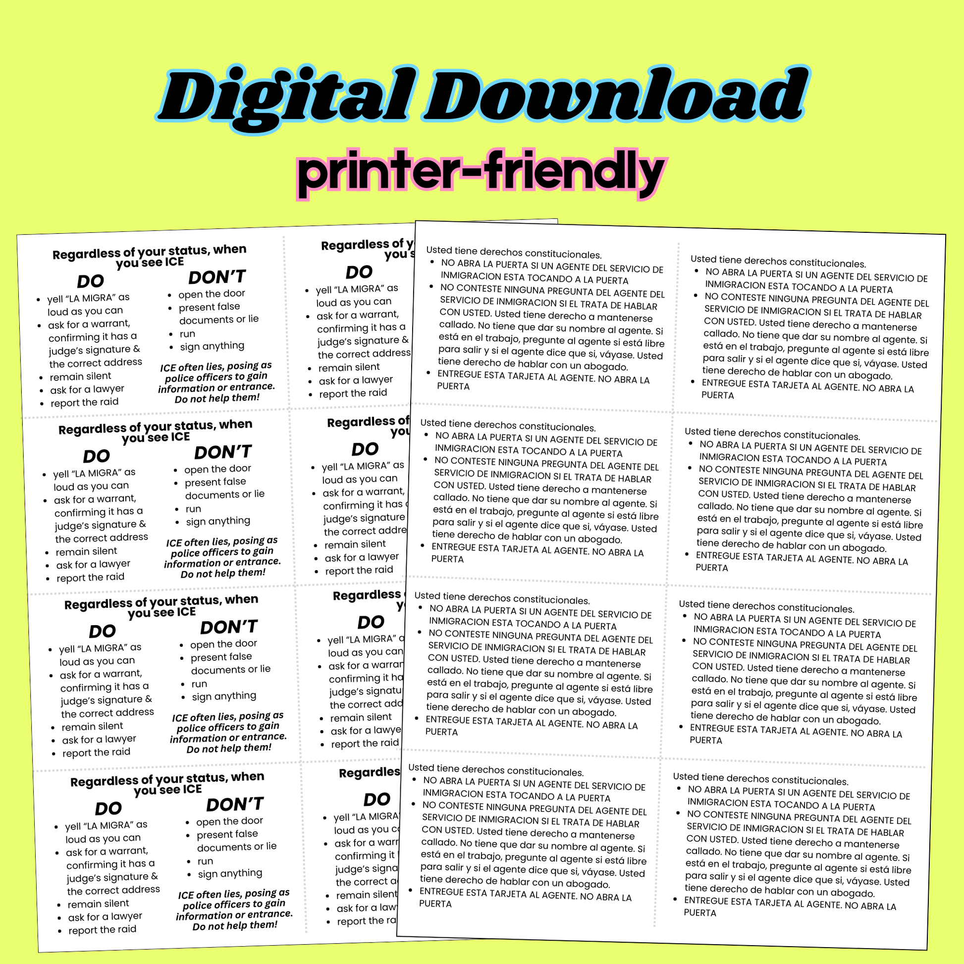 Know Your Rights Cards Digital Download