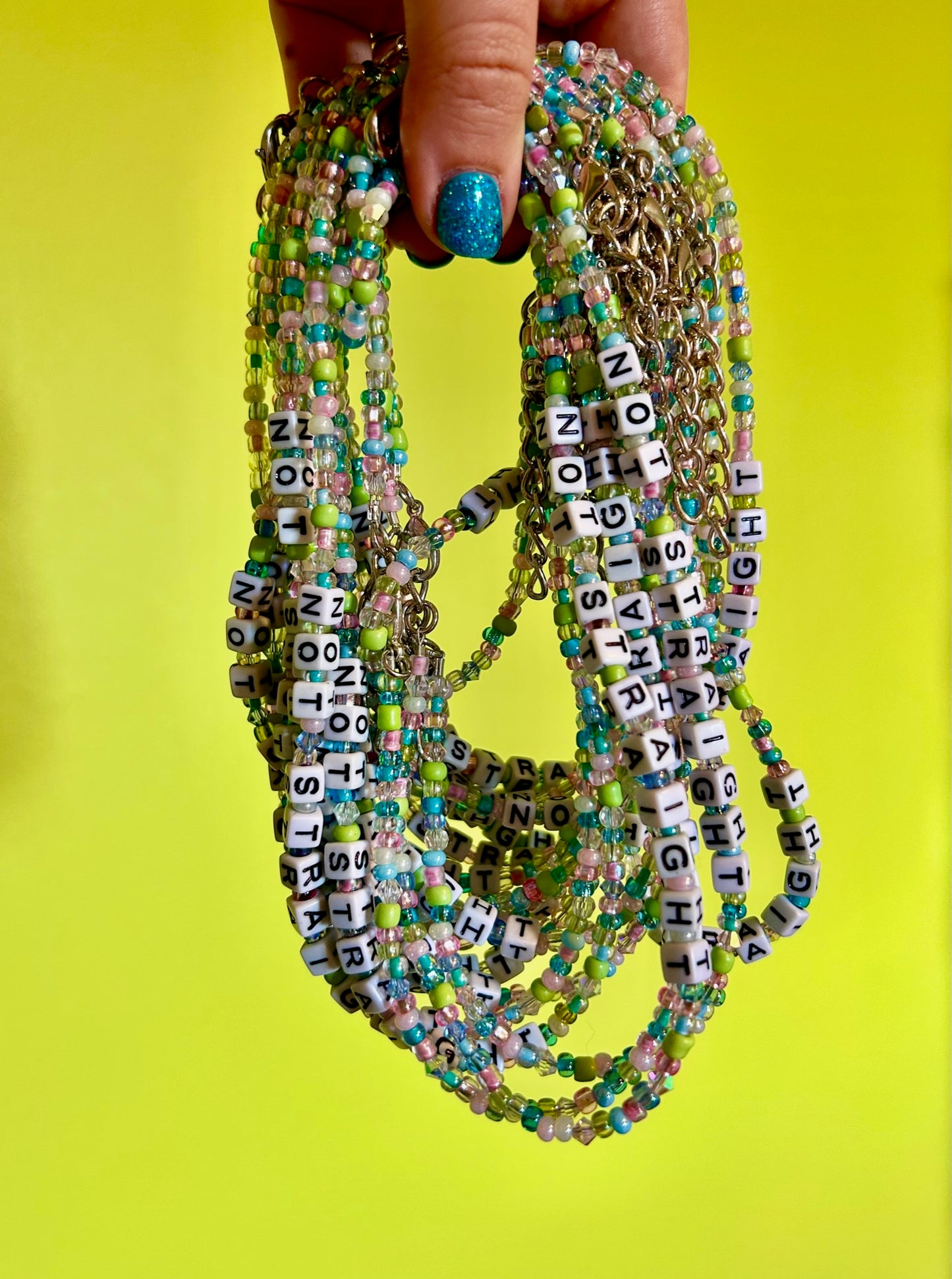 Not Straight Beaded Choker Necklace