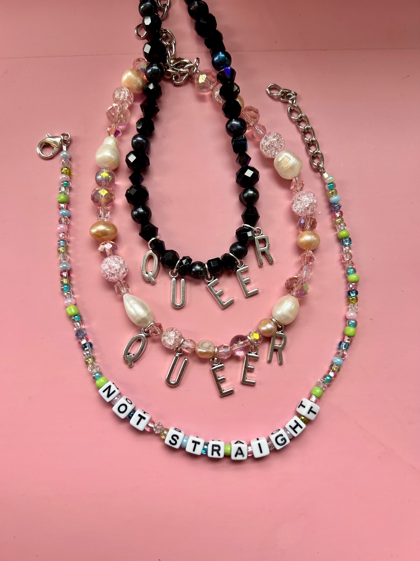 Not Straight Beaded Choker Necklace