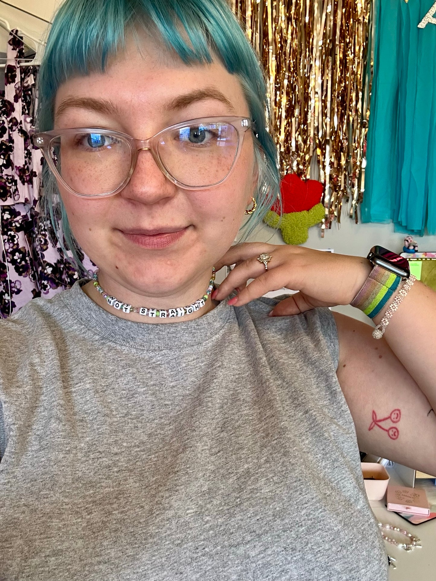 Not Straight Beaded Choker Necklace