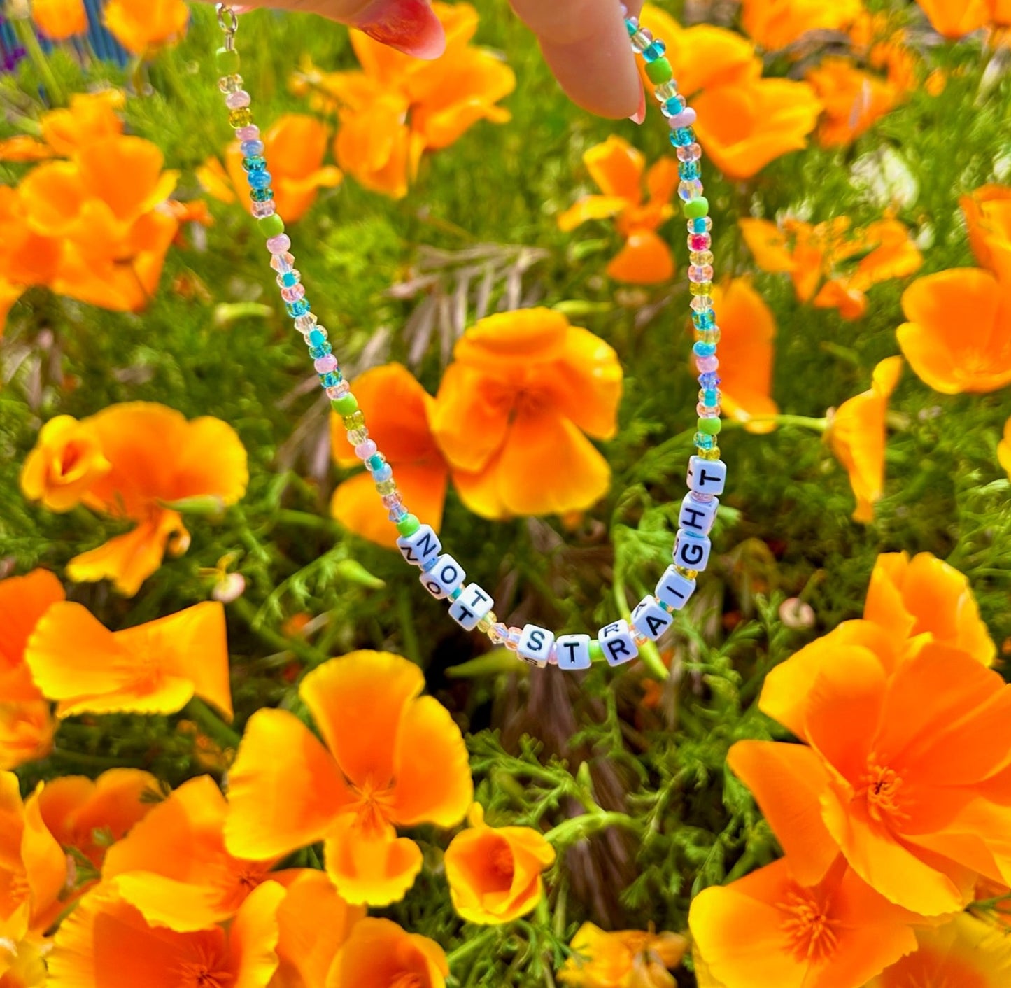 Not Straight Beaded Choker Necklace