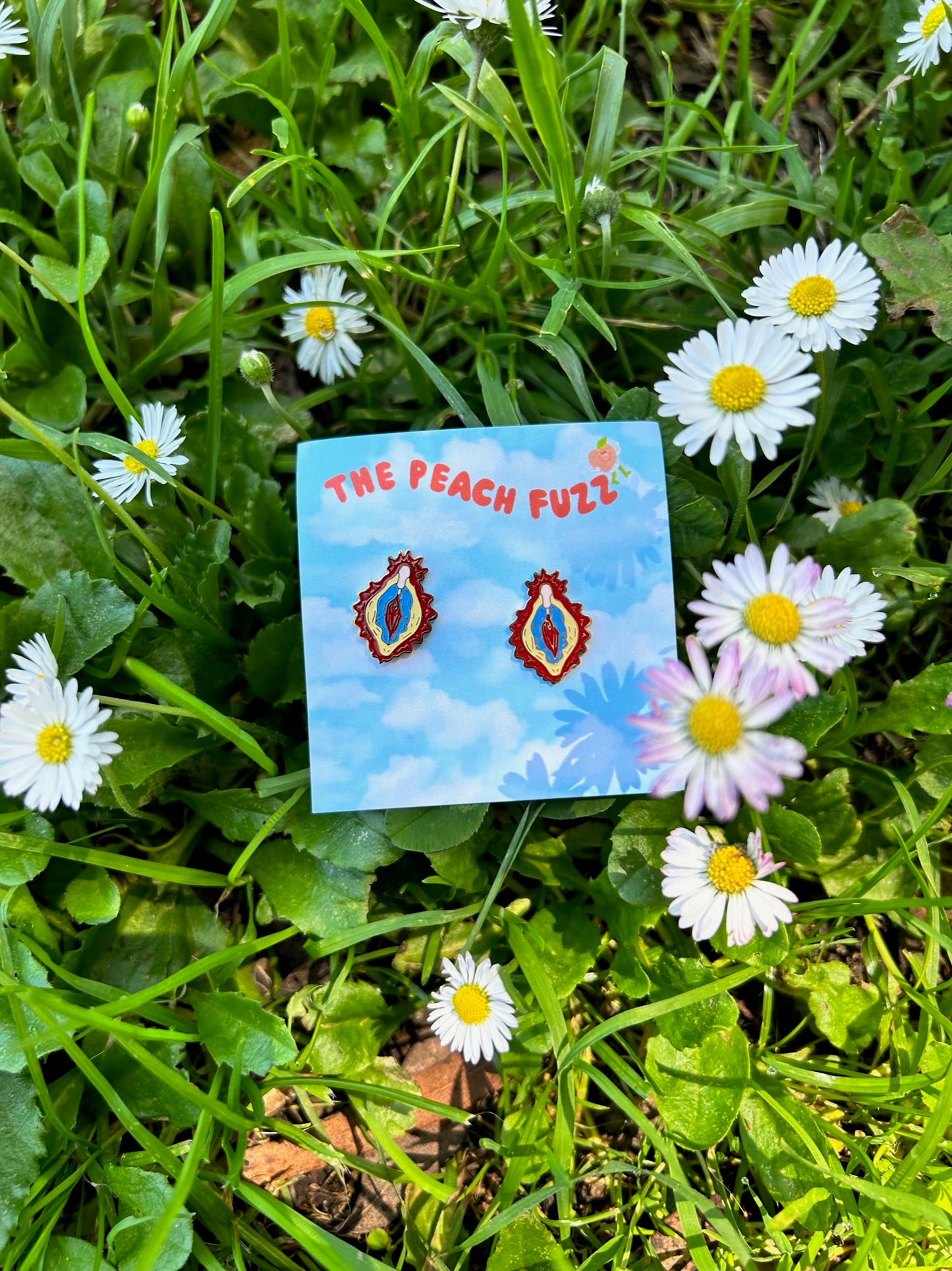 Vulva Mary Gold Enamel Earrings