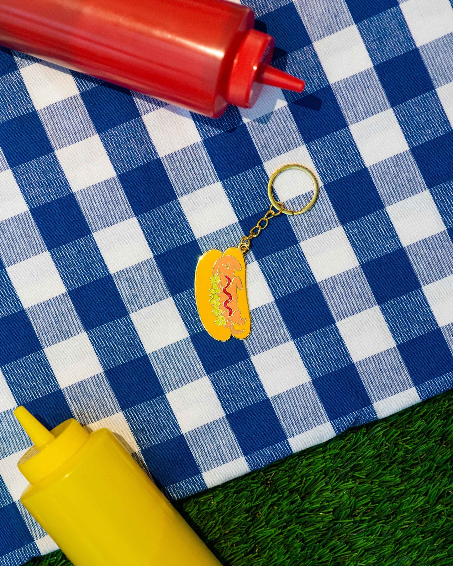 Hot Doggy Dog Enamel Keychain