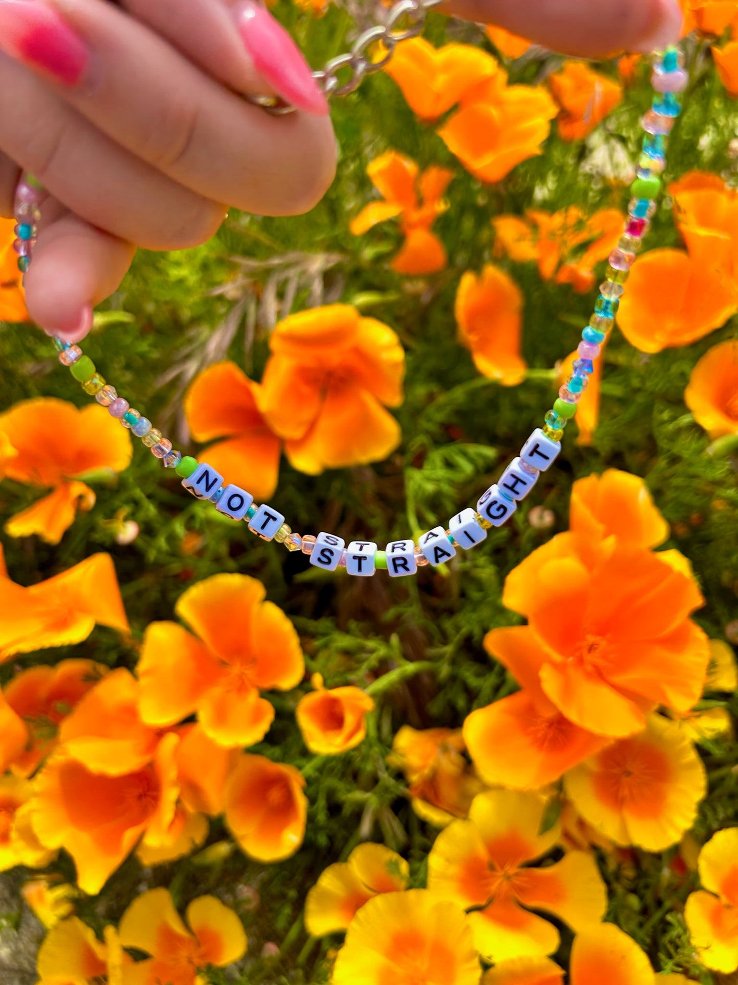 Not Straight Beaded Choker Necklace