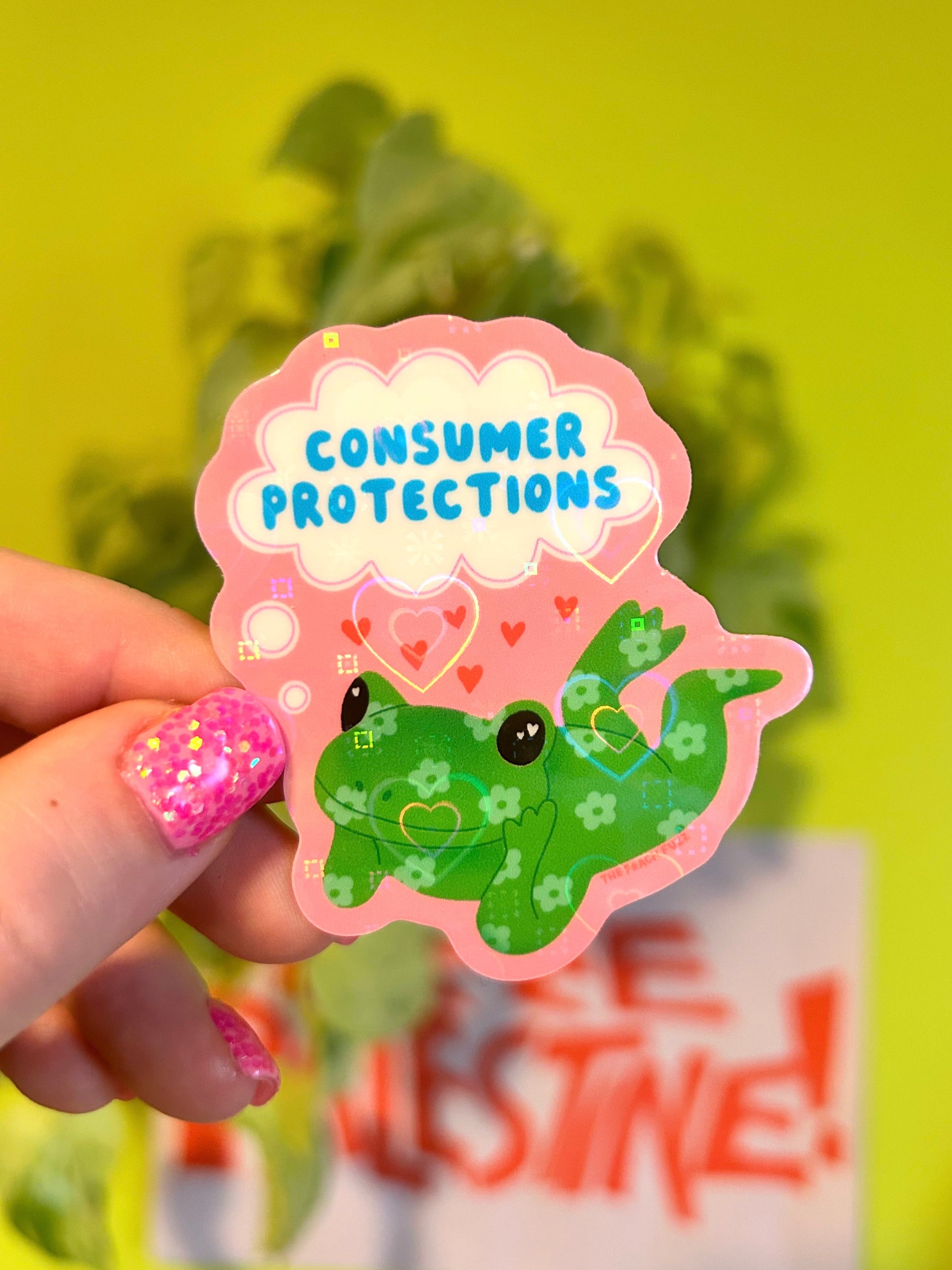 Consumer Protections Frog Sticker