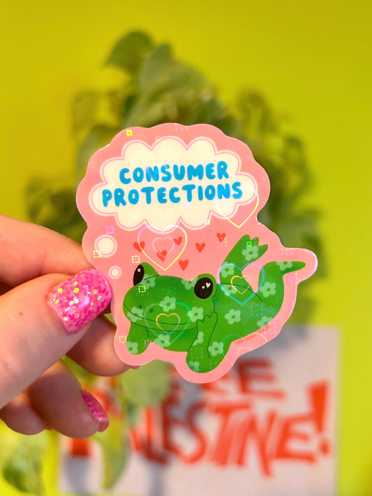 Consumer Protections Frog Sticker