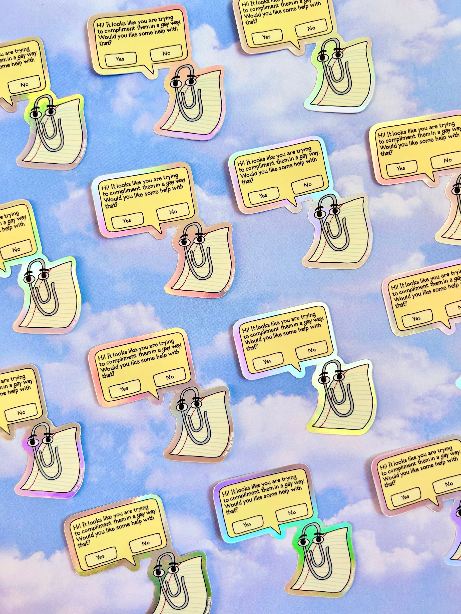 Gay Clippy Holographic Sticker