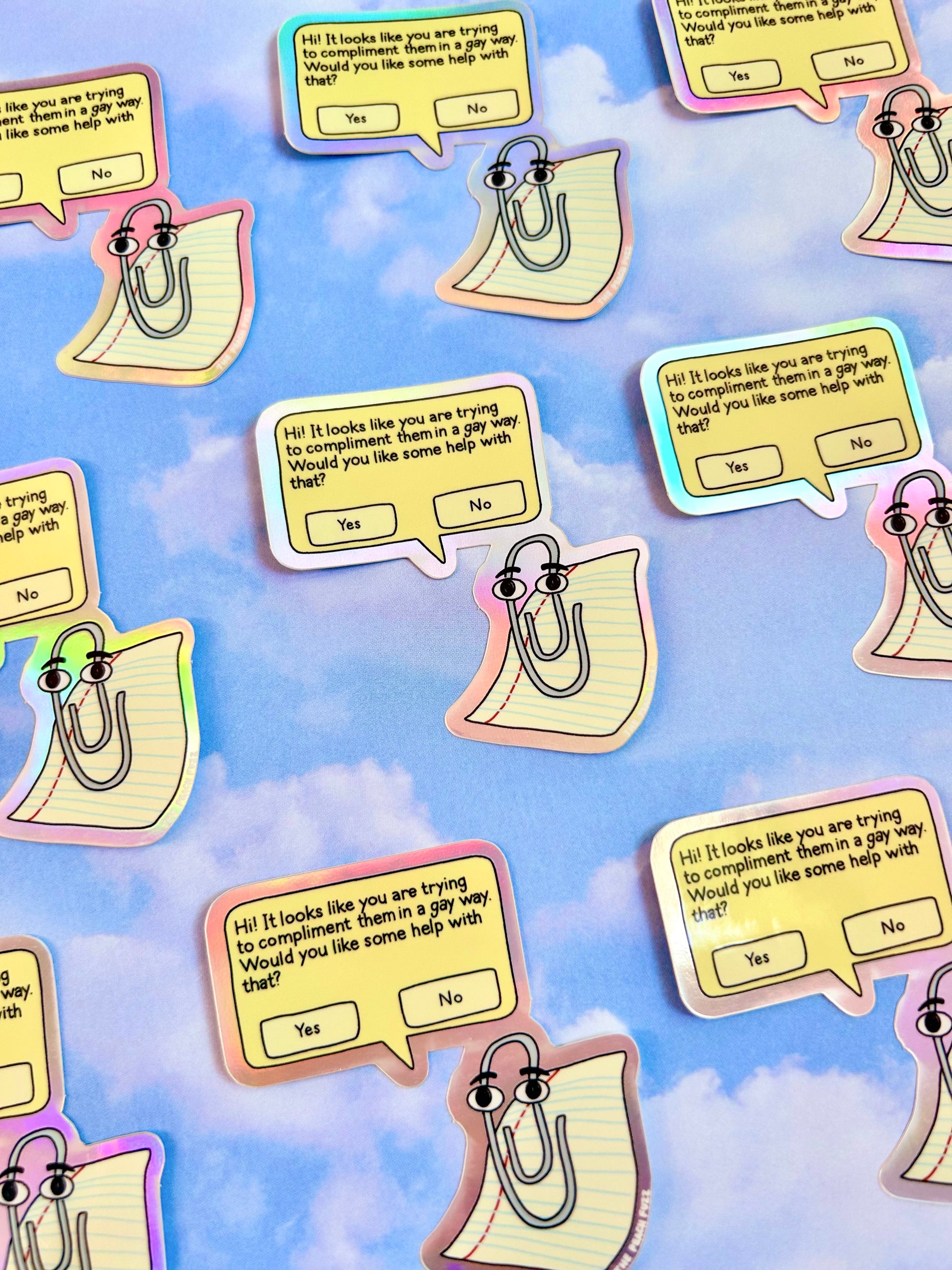 Gay Clippy Holographic Sticker