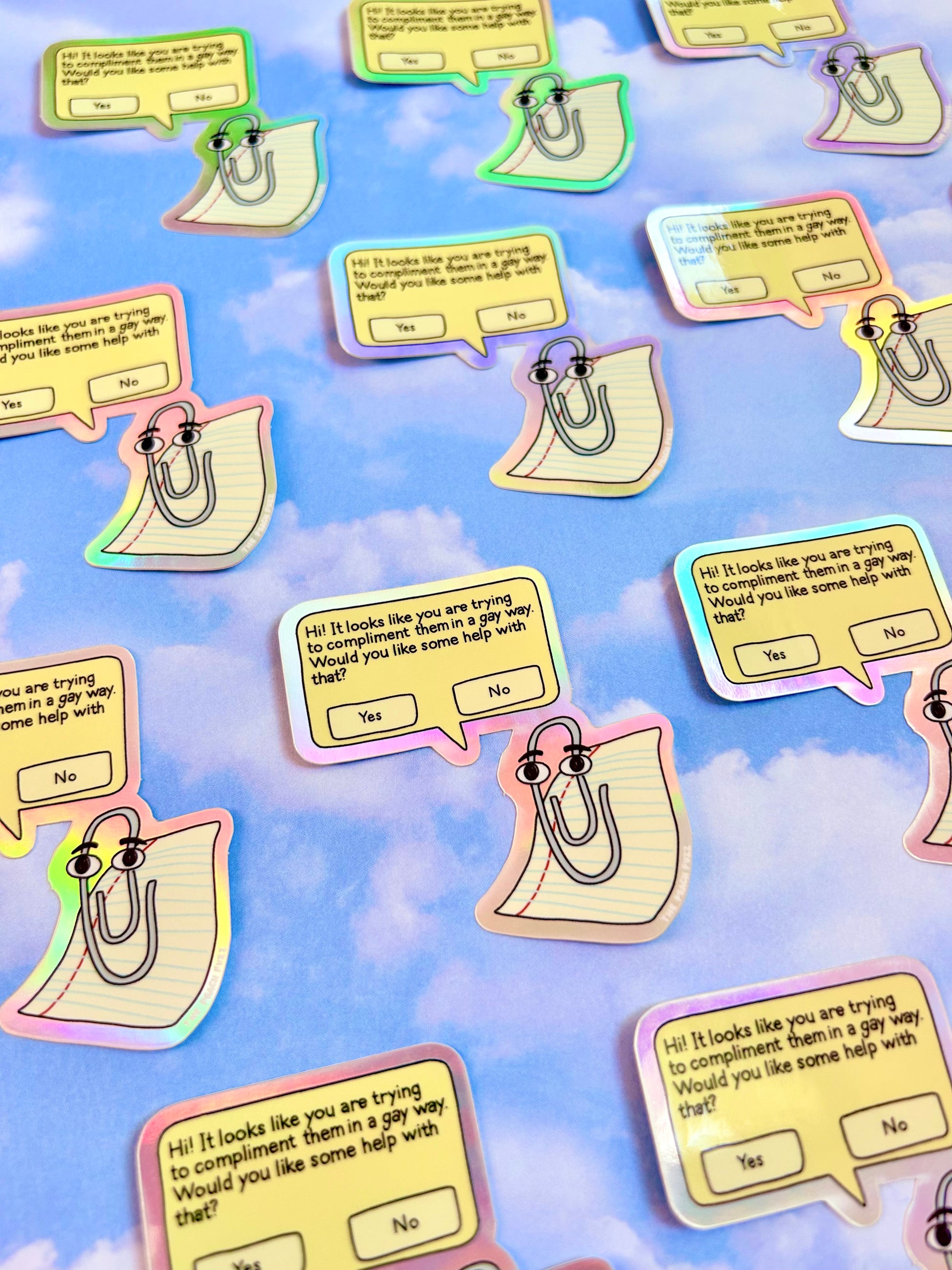 Gay Clippy Holographic Sticker