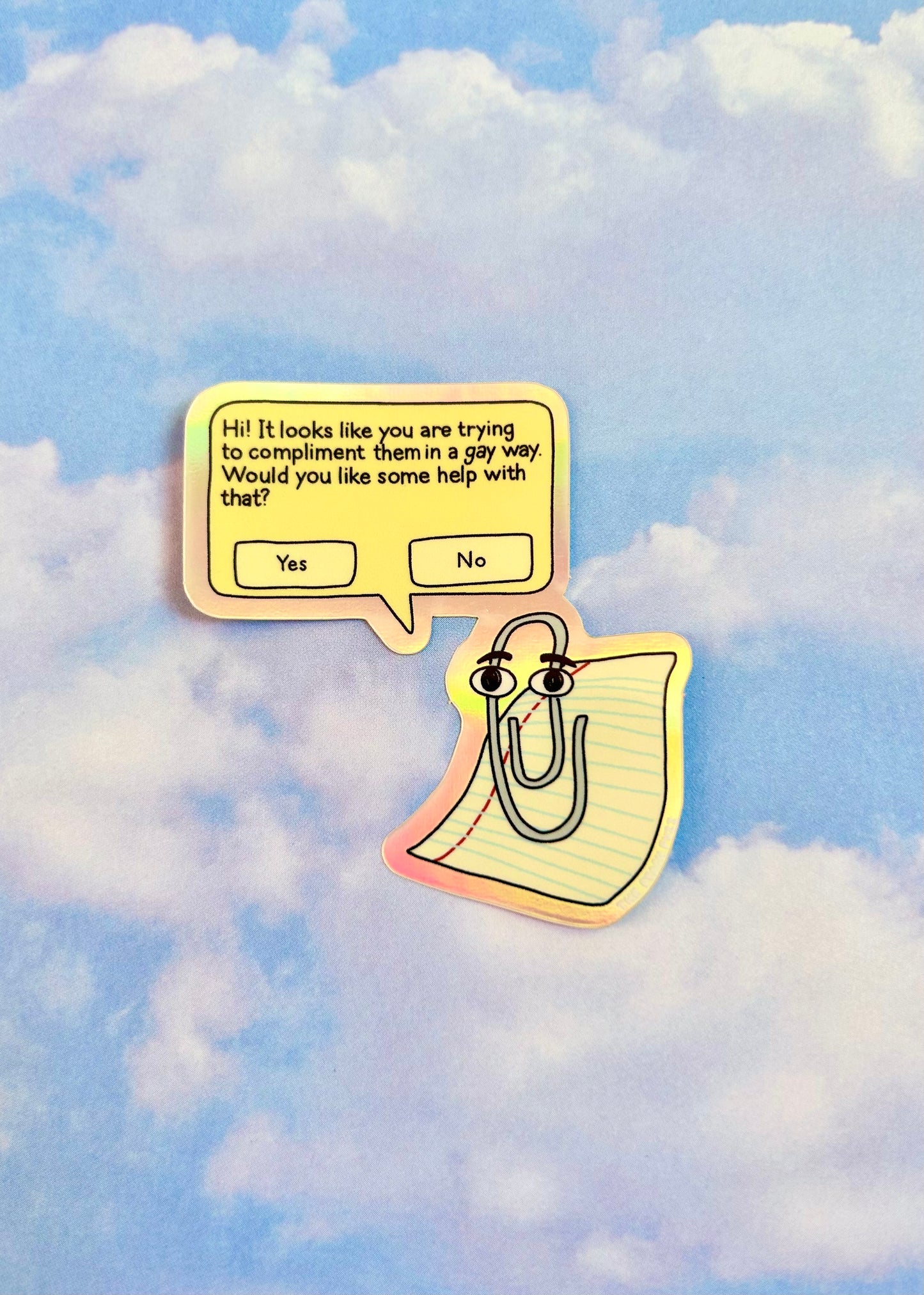 Gay Clippy Holographic Sticker