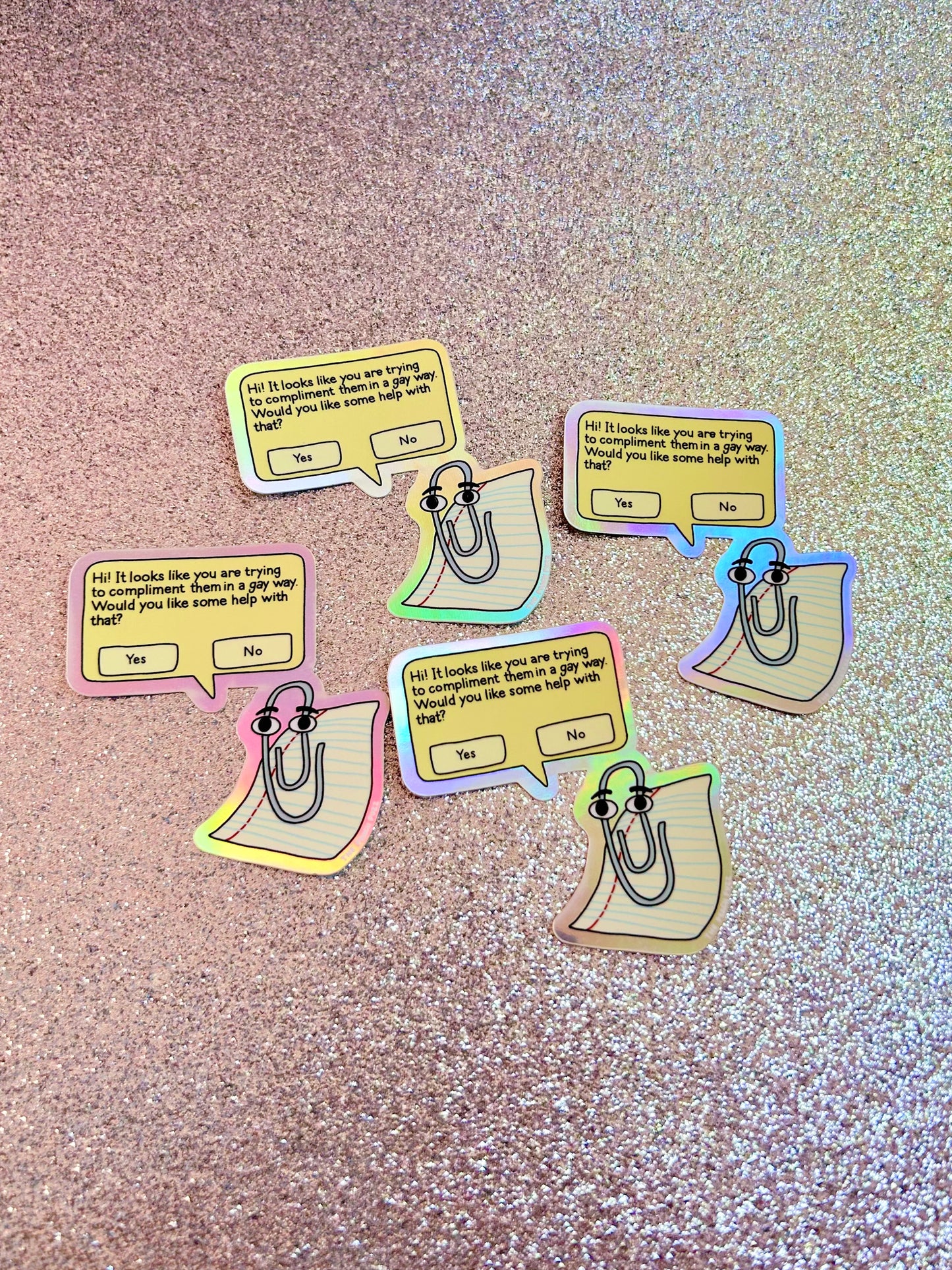Gay Clippy Holographic Sticker
