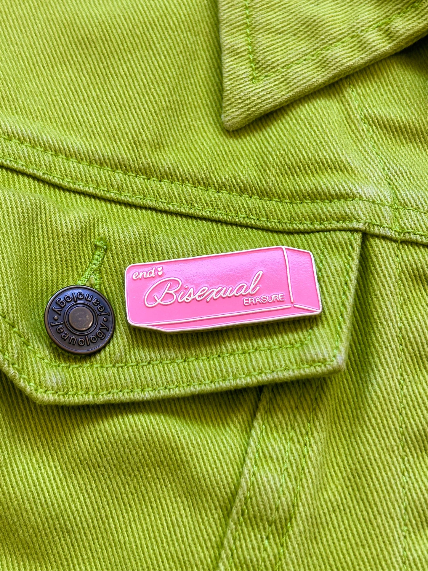 End Bisexual Erasure Enamel Pin