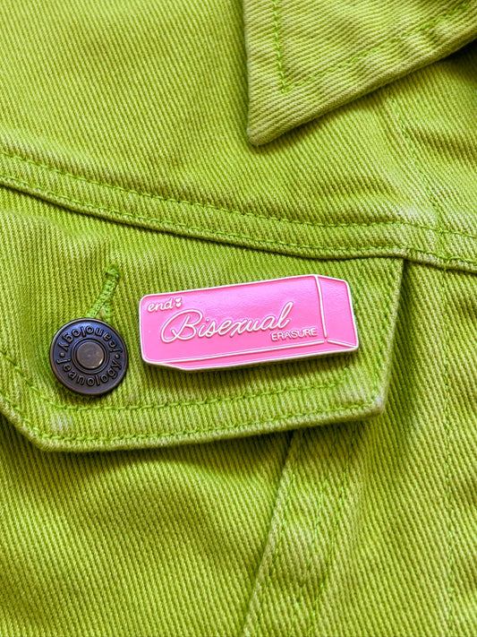 End Bisexual Erasure Enamel Pin