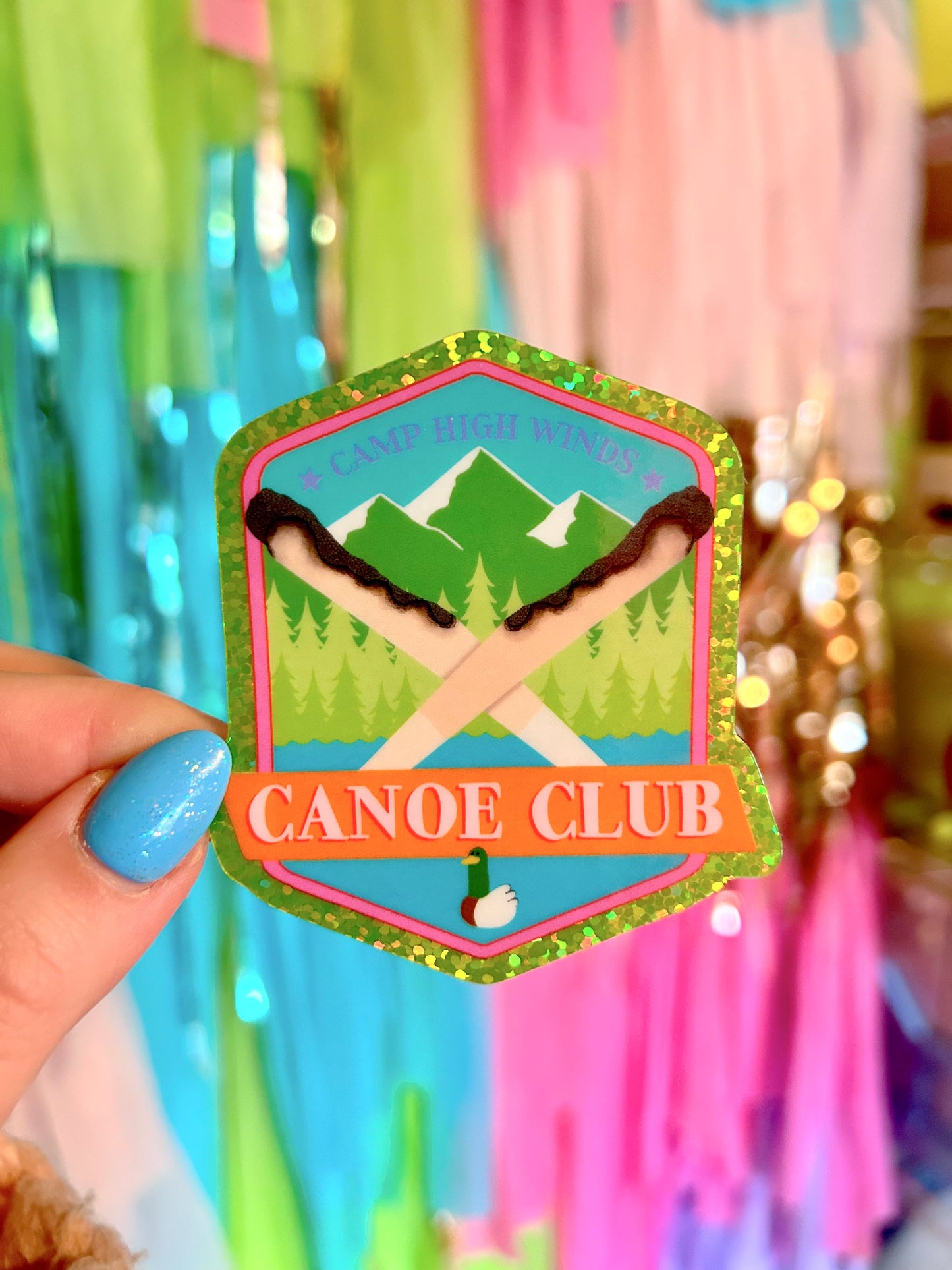 Canoe Club Glitter Sticker