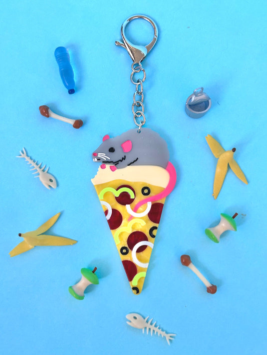 Pizza Rat Keychain