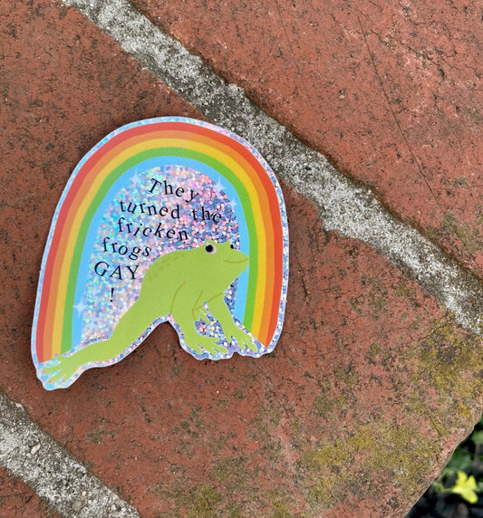 Turn The Frogs Gay Glitter Sticker