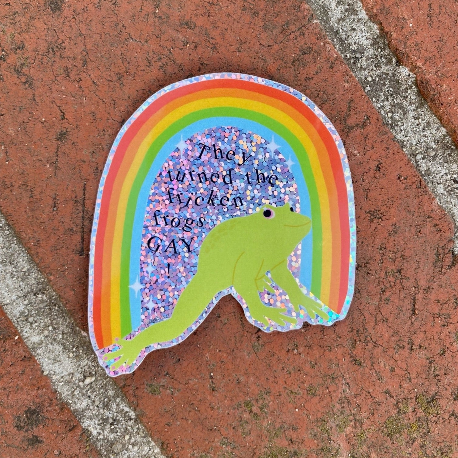 Turn The Frogs Gay Glitter Sticker