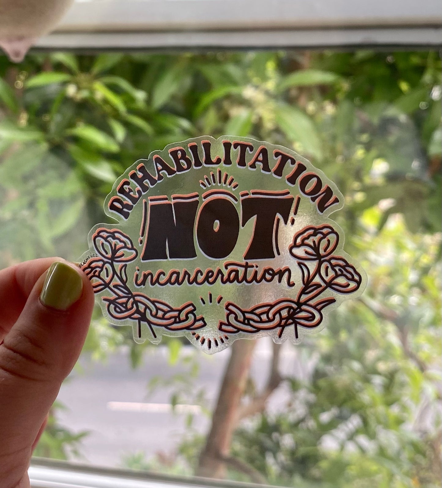 Rehabilitation Not Incarceration Sticker