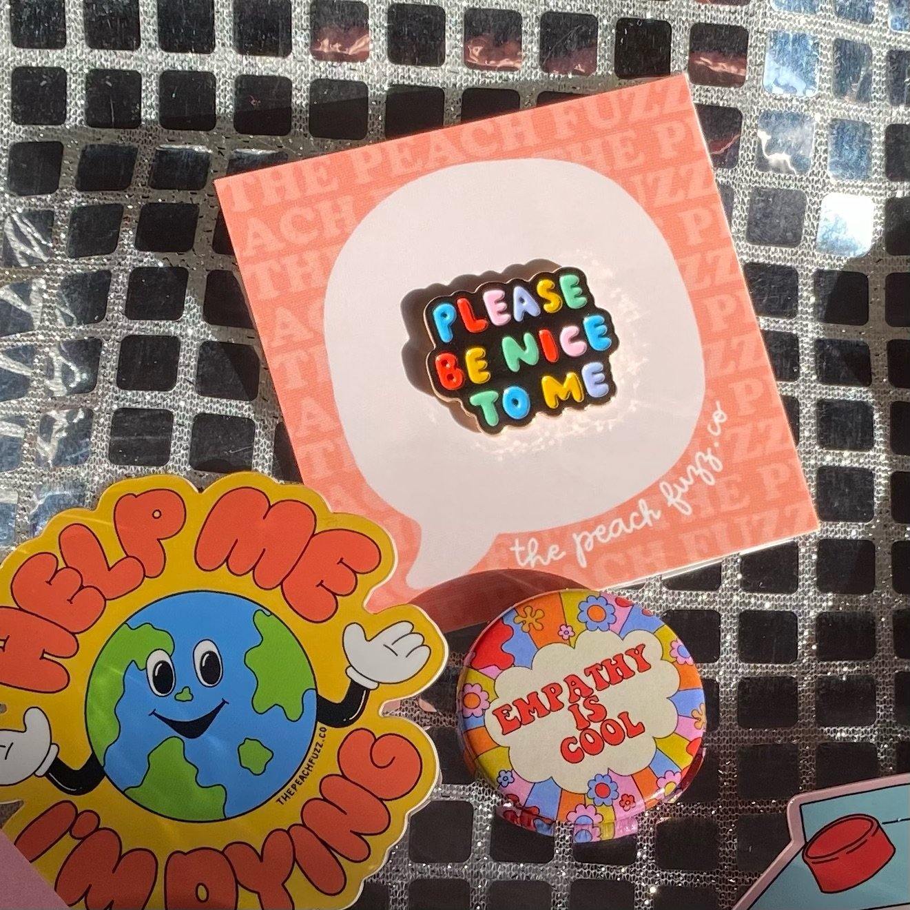 Please Be Nice To Me Enamel Pin - The Peach Fuzz