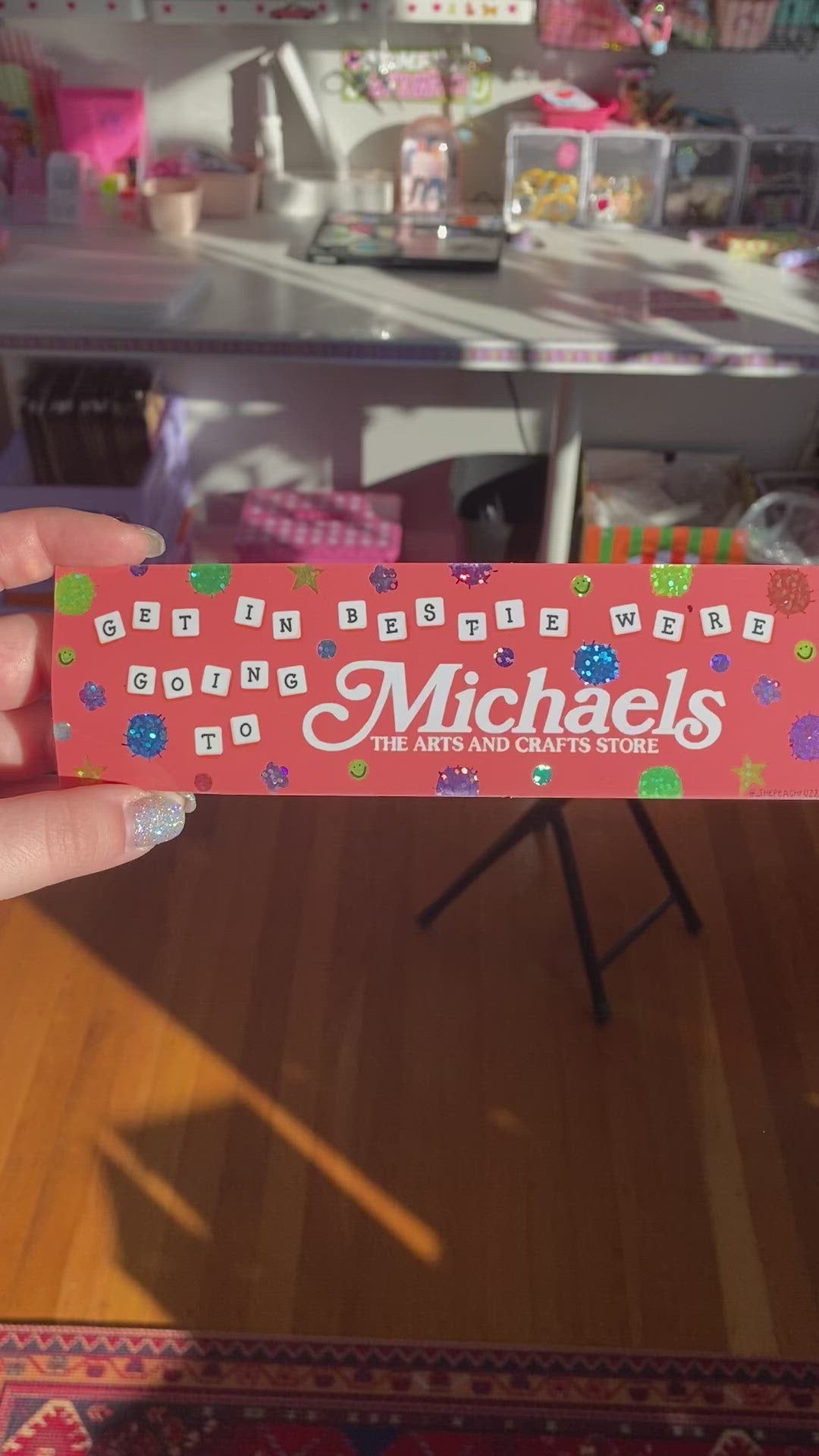 Michaels Run Bestie Glitter Bumper Sticker