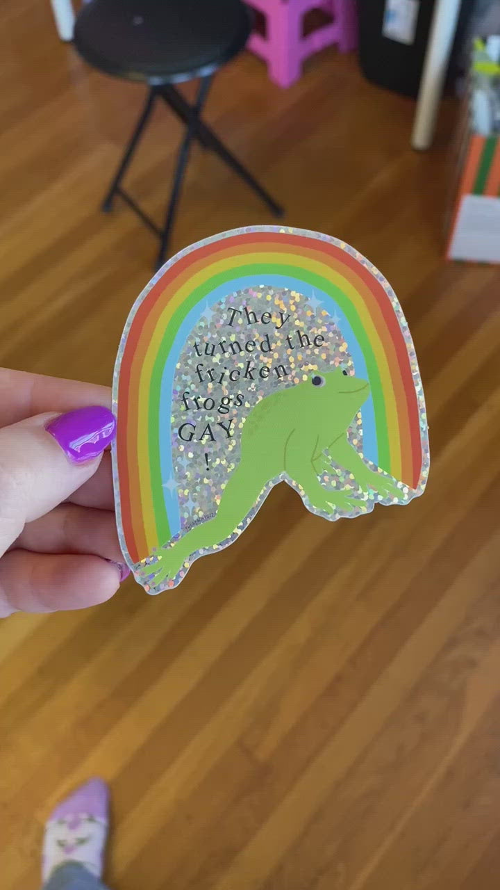 Turn The Frogs Gay Glitter Sticker