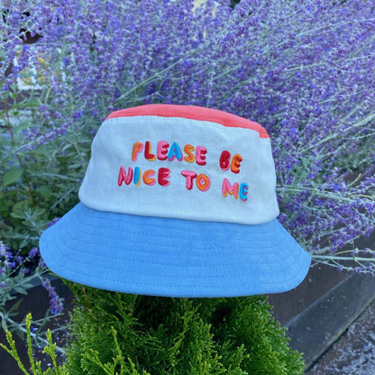 Please Be Nice To Me Color Block Bucket Hat