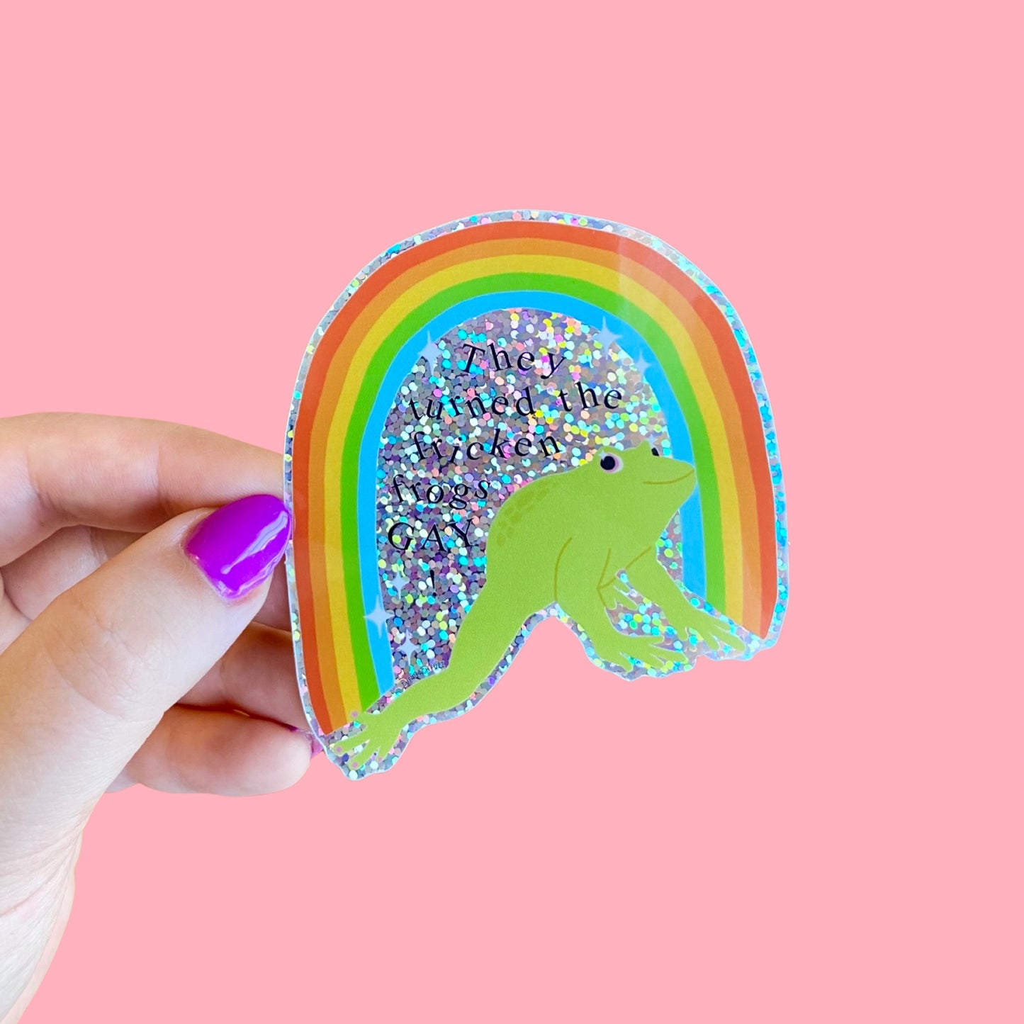 Turn The Frogs Gay Glitter Sticker