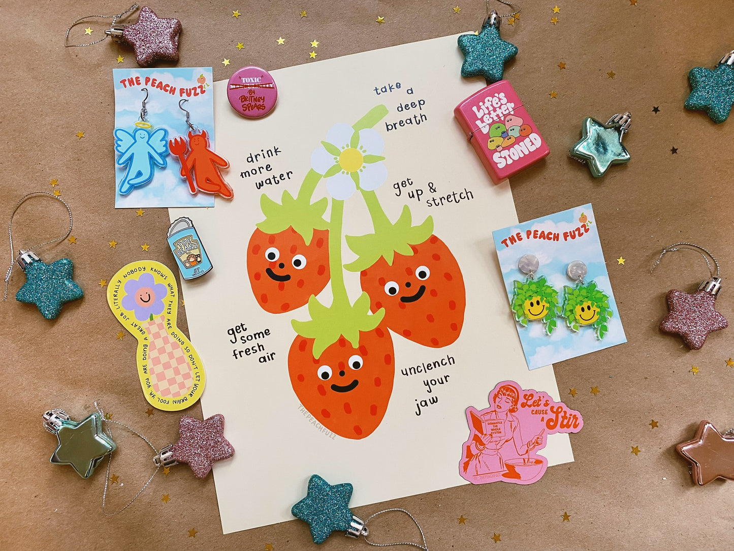 Self Care Strawberries Print
