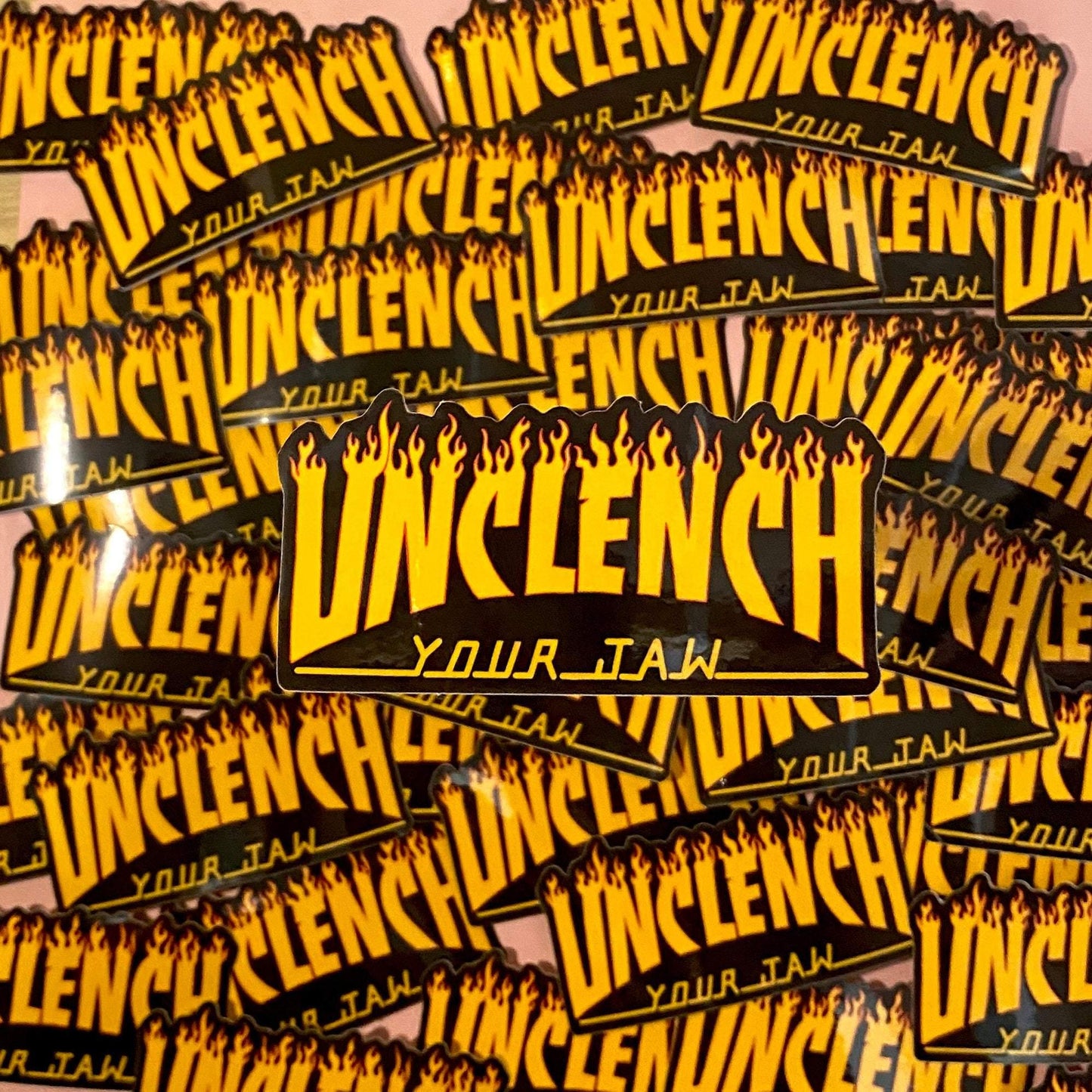 Unclench Your Jaw Sticker - The Peach Fuzz