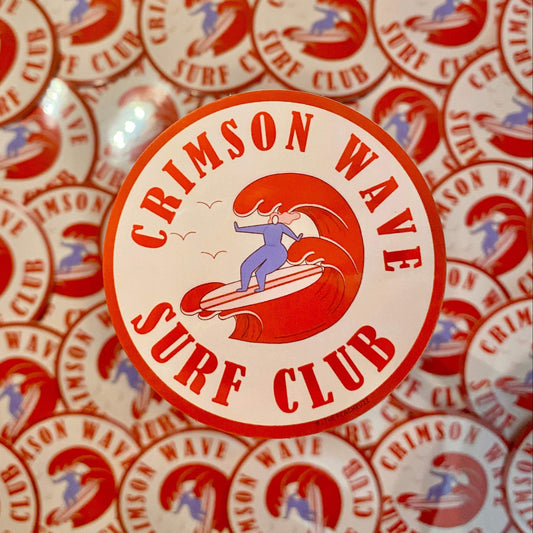 Crimson Wave Surf Club Sticker