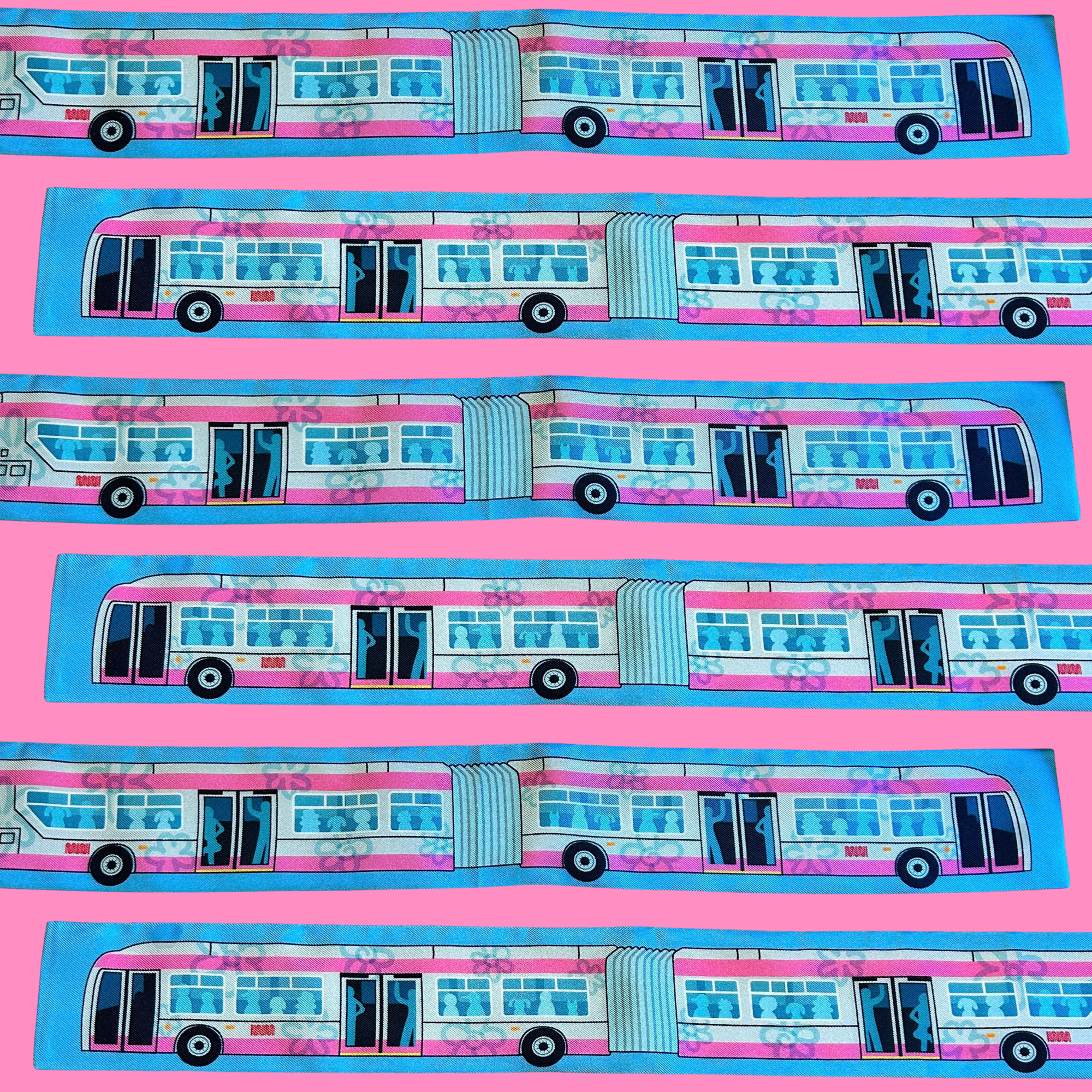 Public Transportation Silk Twilly Skinny Scarf
