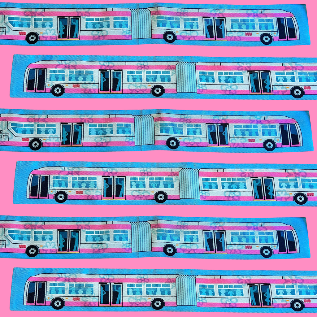 Public Transportation Silk Twilly Skinny Scarf