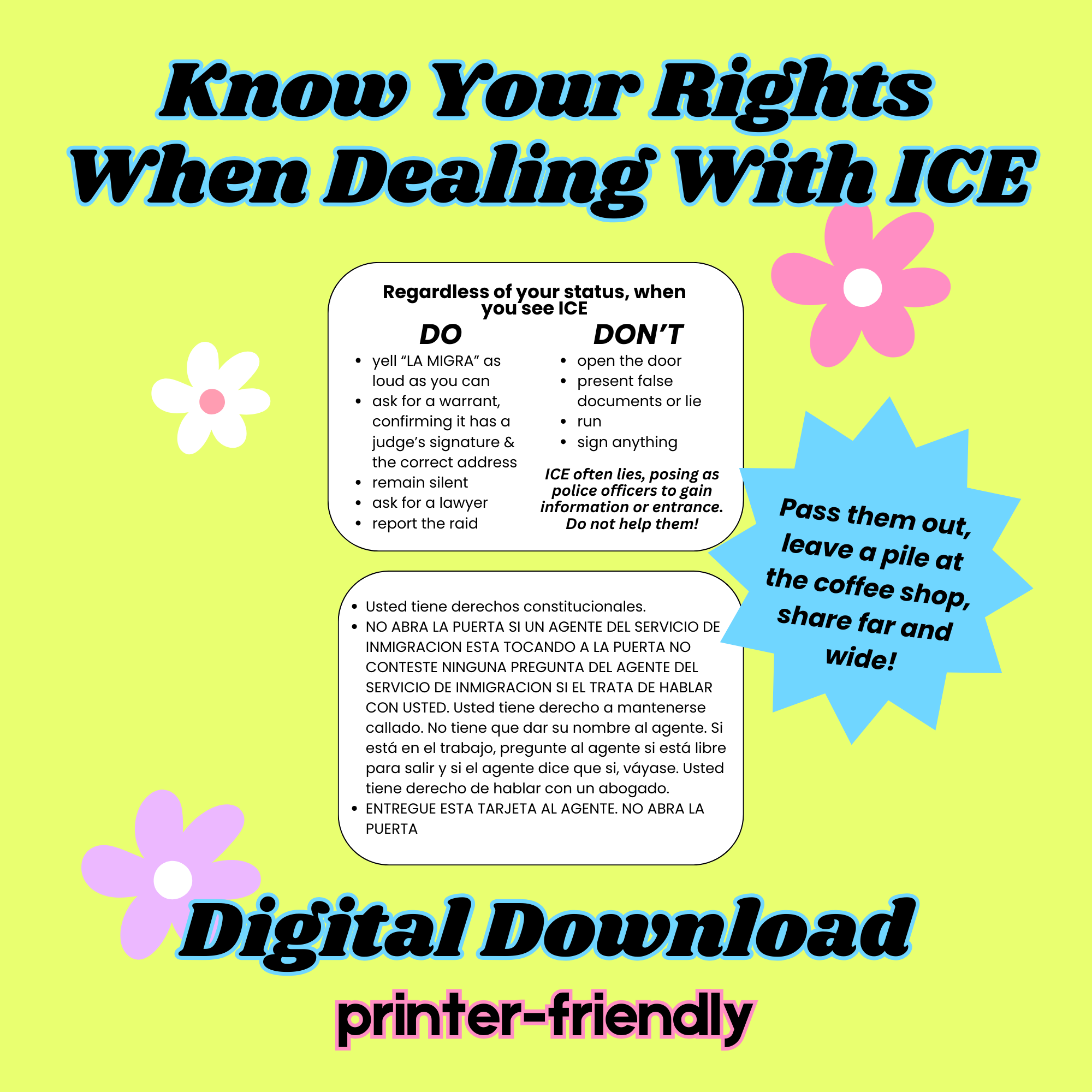 Know Your Rights Cards Digital Download – The Peach Fuzz
