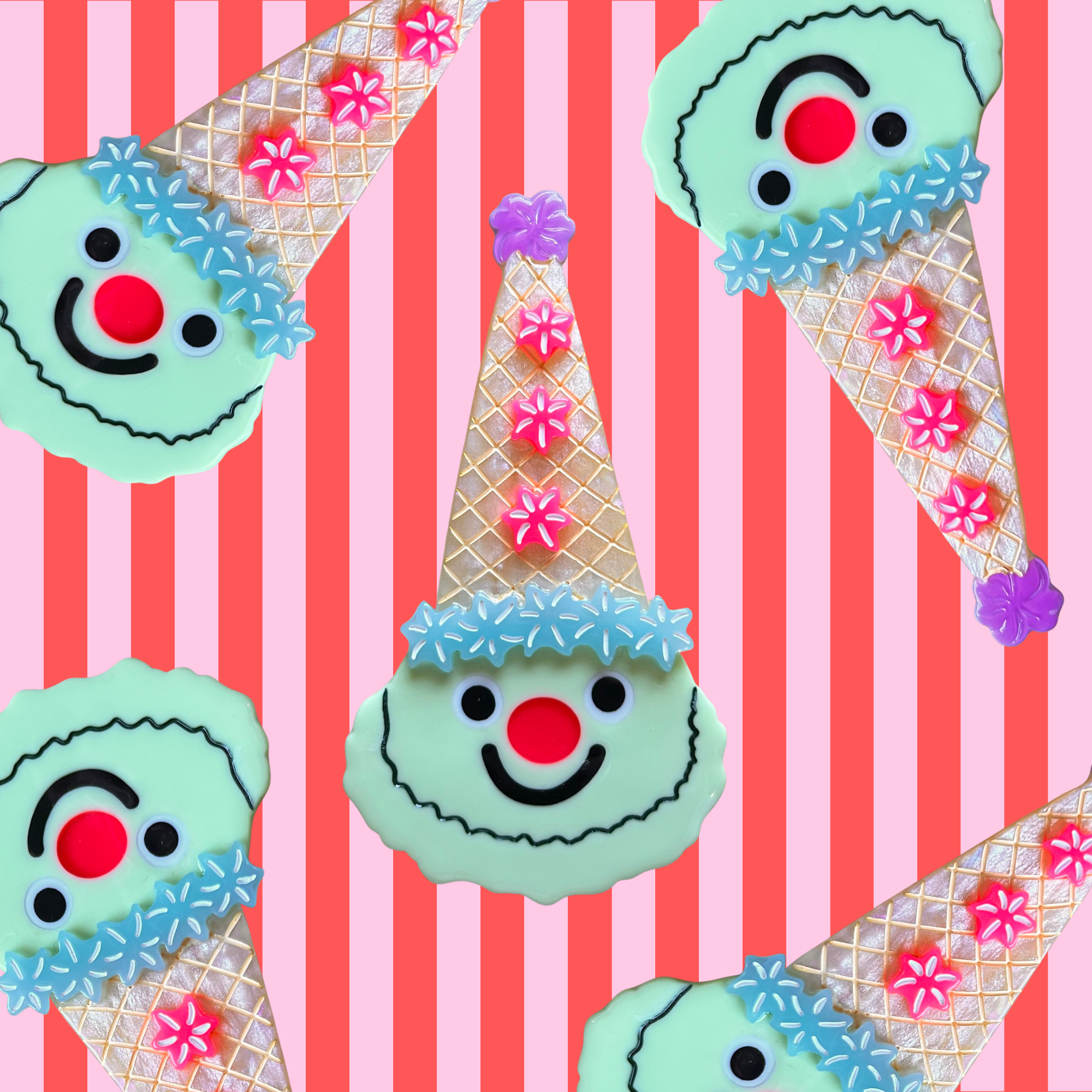 Ice Cream Clown Hair Clip