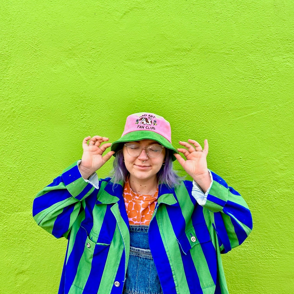 Bad Art Fan Club Color Block Bucket Hat - The Peach Fuzz