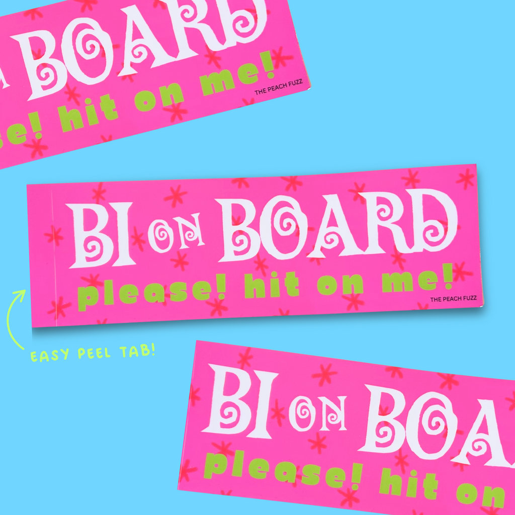 Bi On Board Bumper Sticker - The Peach Fuzz
