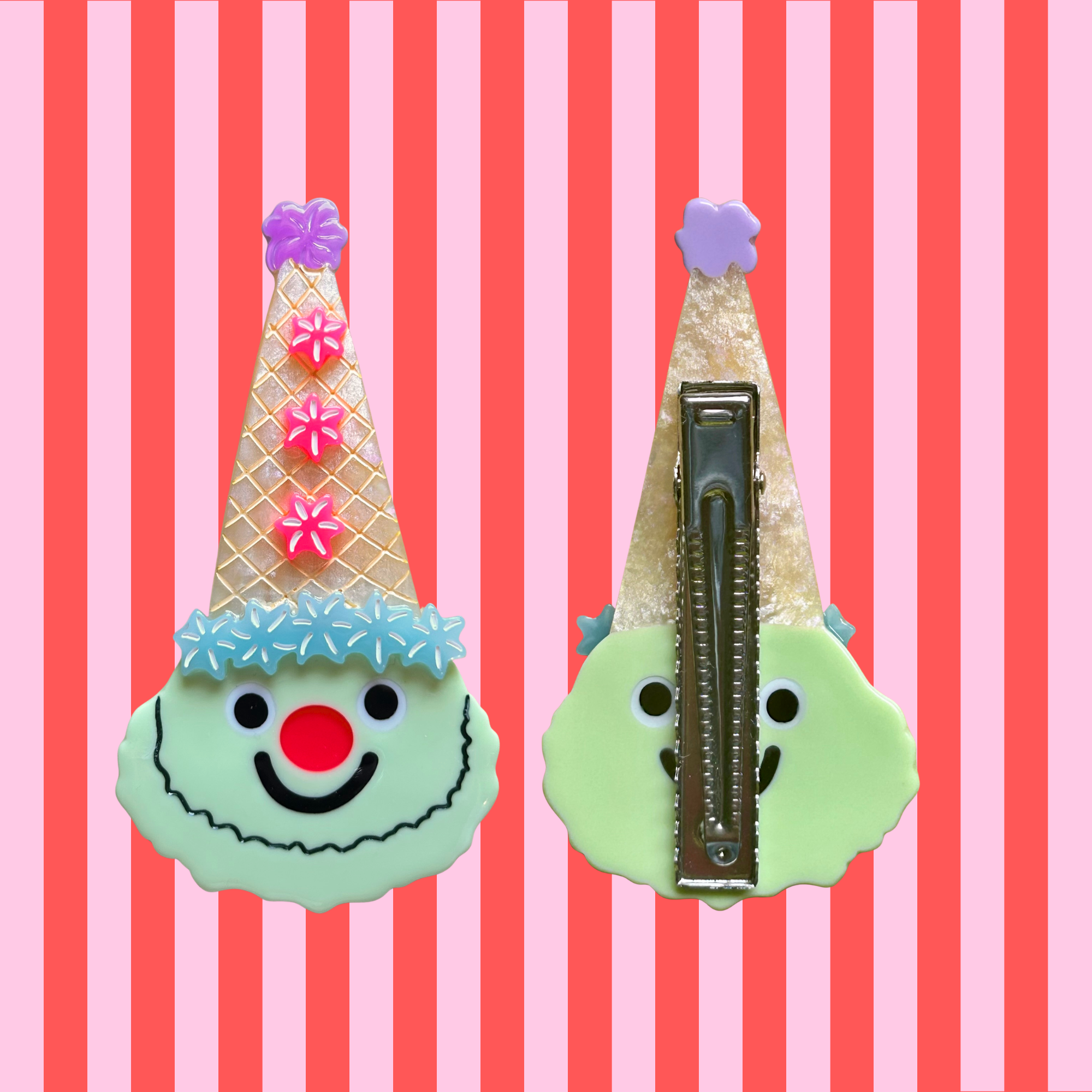 Ice Cream Clown Hair Clip