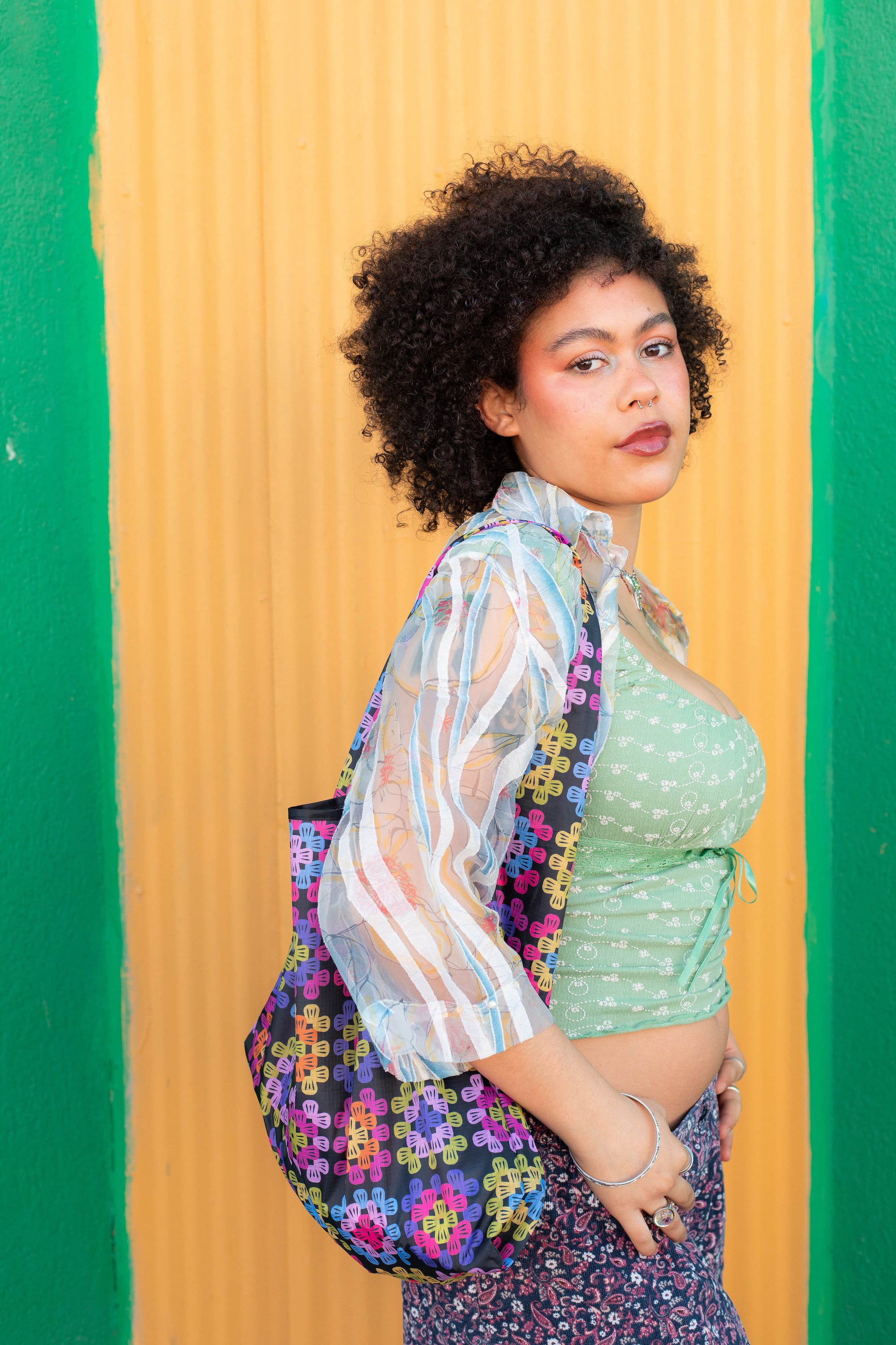 Granny Square Folding Shopper Tote