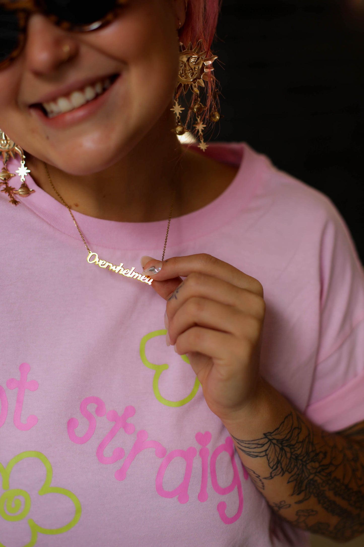 Overwhelmed Nameplate Necklace