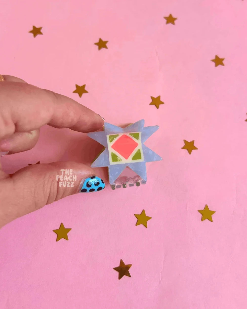 Mini Quilt Hair Claw - The Peach Fuzz