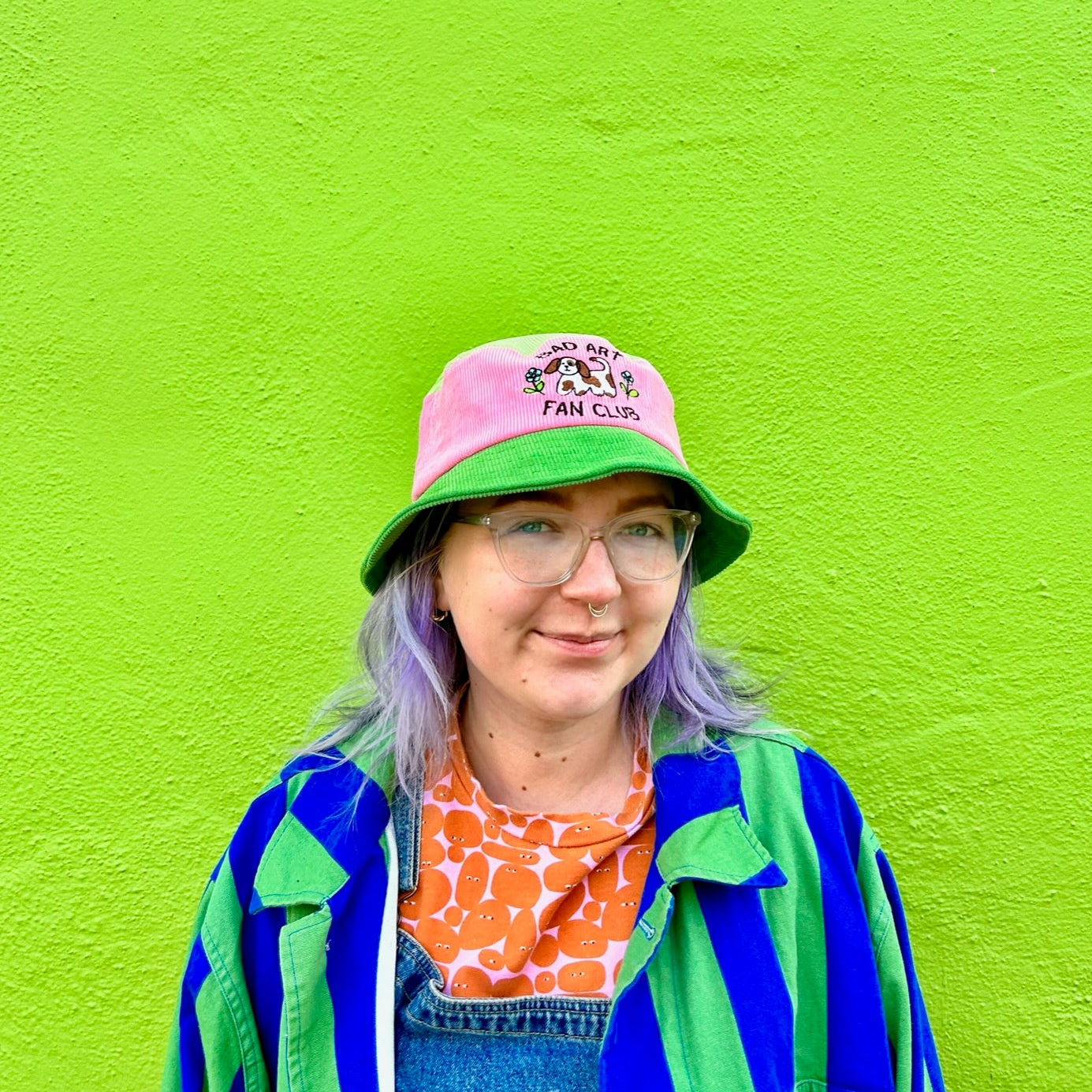 Bad Art Fan Club Color Block Bucket Hat - The Peach Fuzz