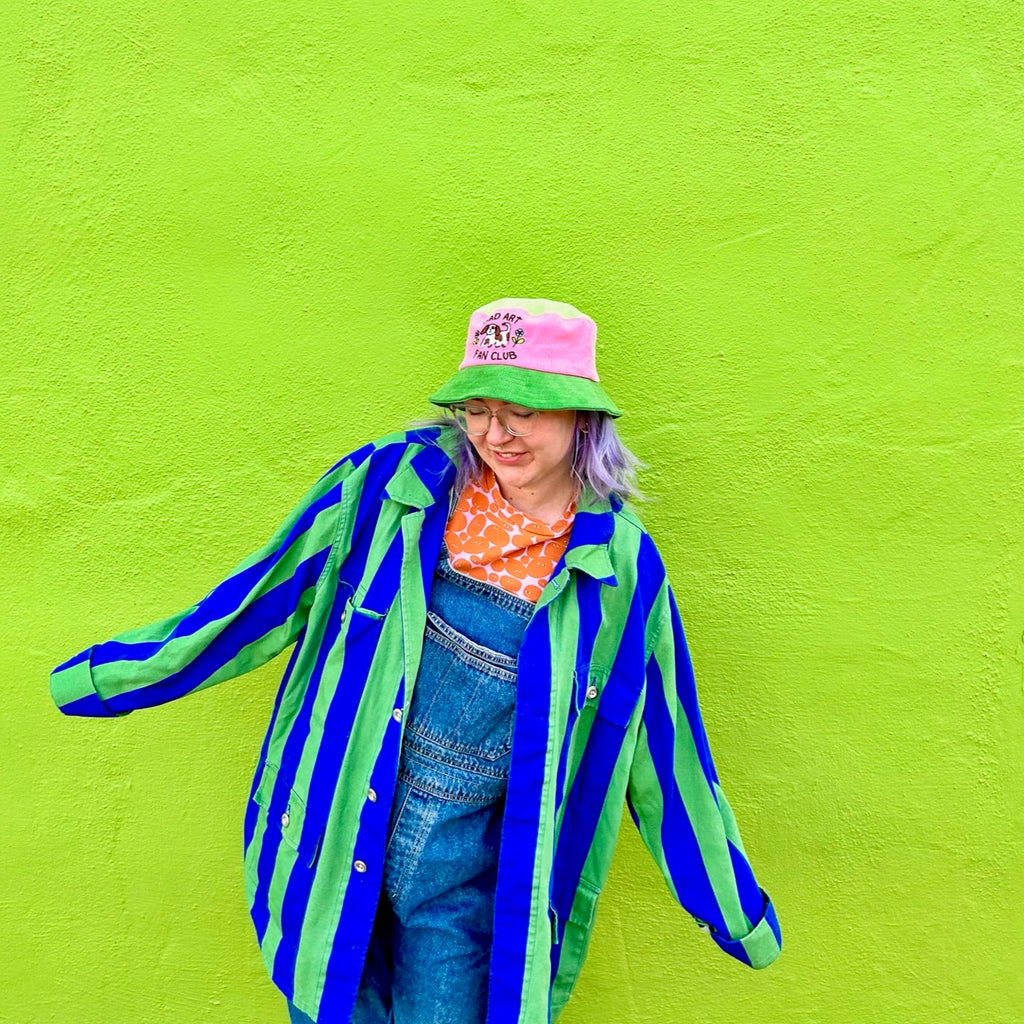 Bad Art Fan Club Color Block Bucket Hat - The Peach Fuzz
