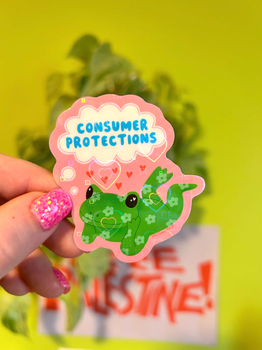 Consumer Protections Frog Sticker