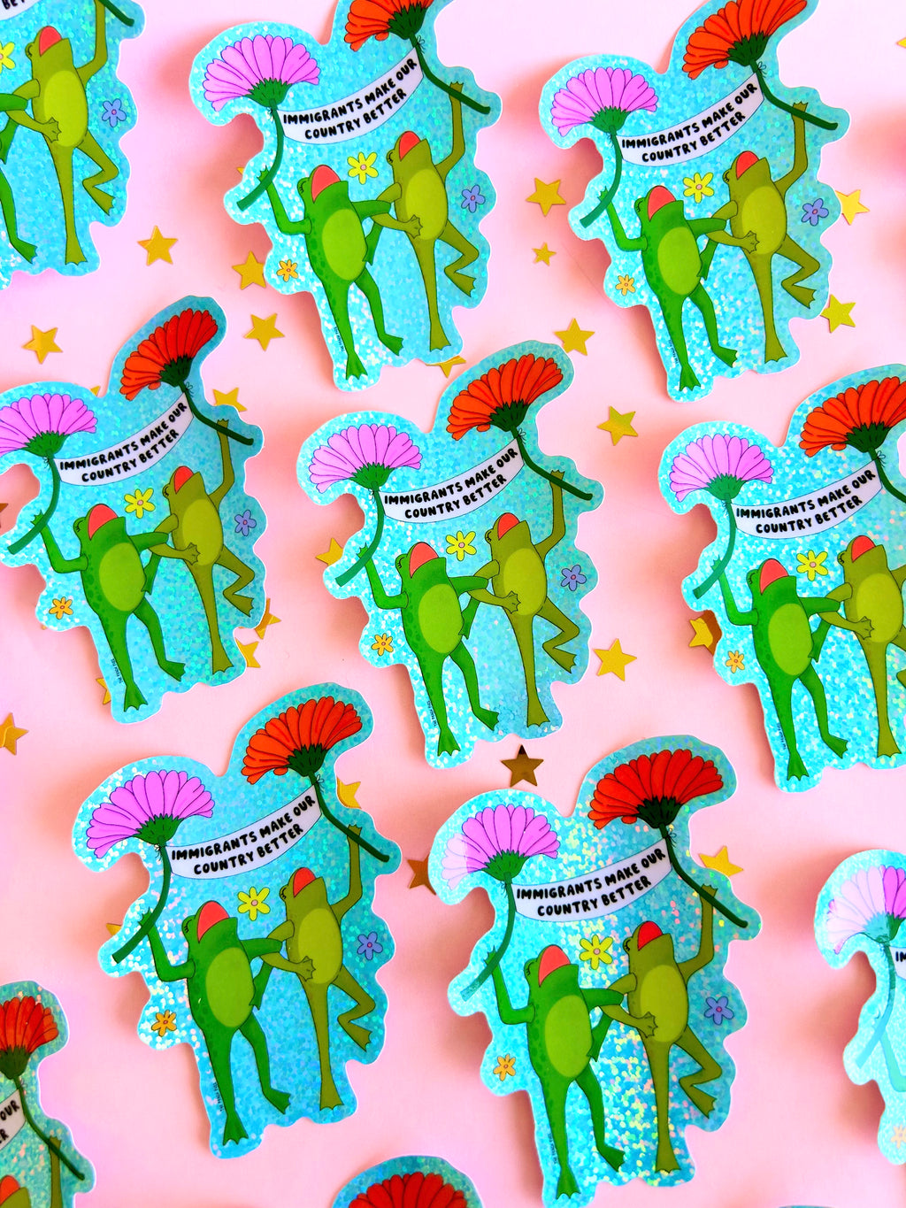Immigrants Make Our Country Better Glitter Sticker
