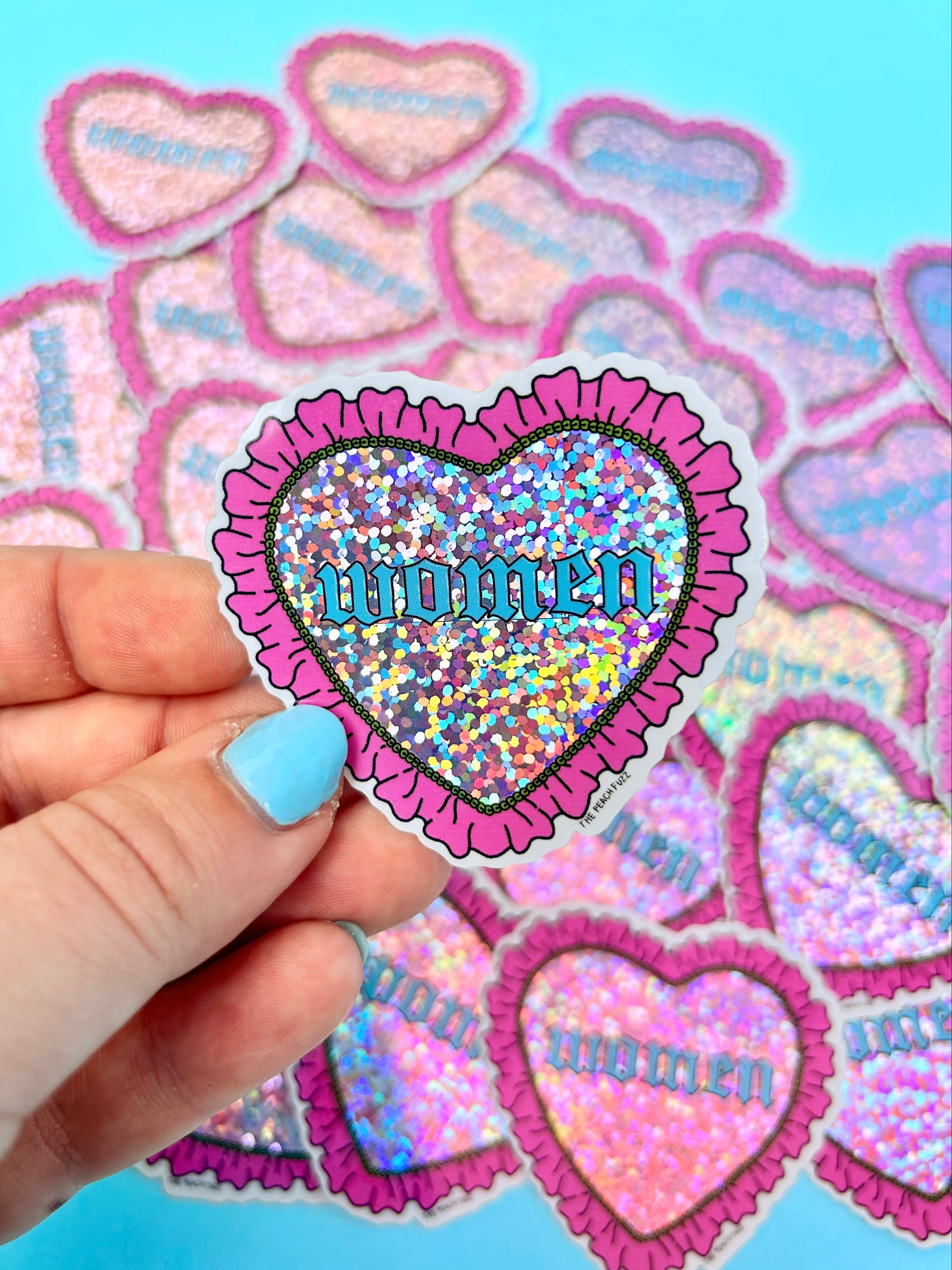 Heart Women Glitter Sticker
