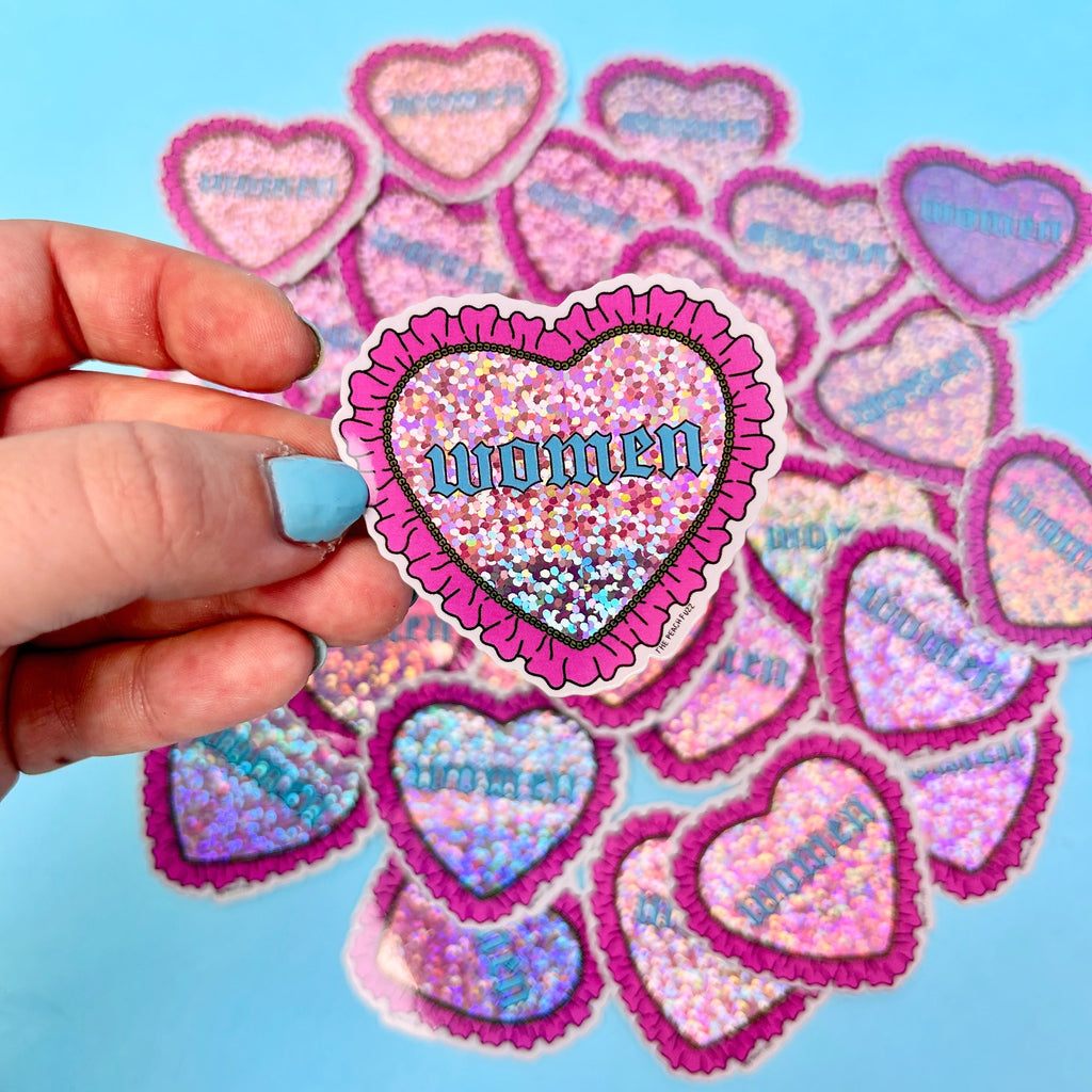 Heart Women Glitter Sticker
