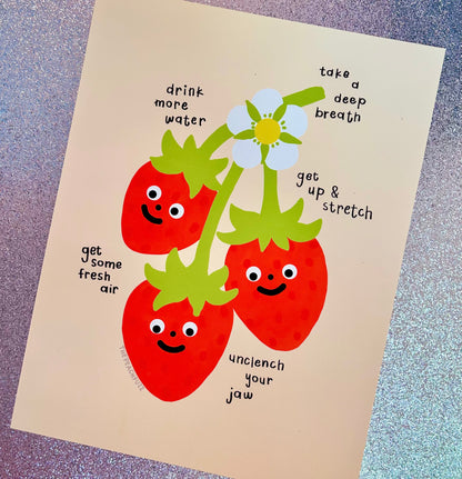 Self Care Strawberries Print