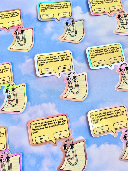 Gay Clippy Holographic Sticker