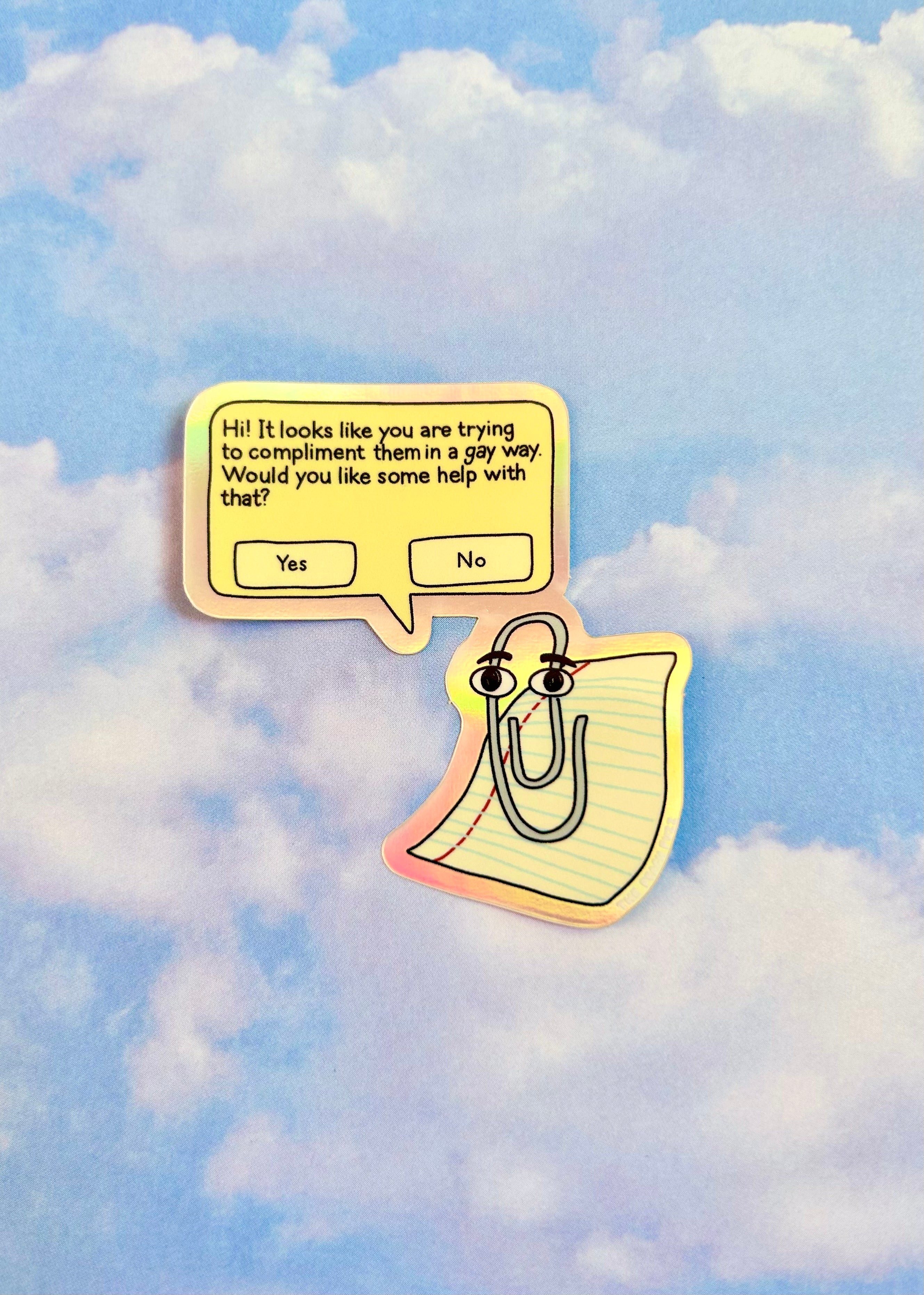 Gay Clippy Holographic Sticker – The Peach Fuzz
