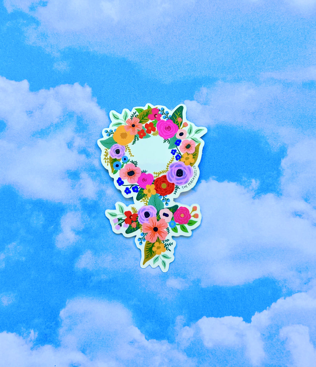 Floral Feminist Sticker - The Peach Fuzz